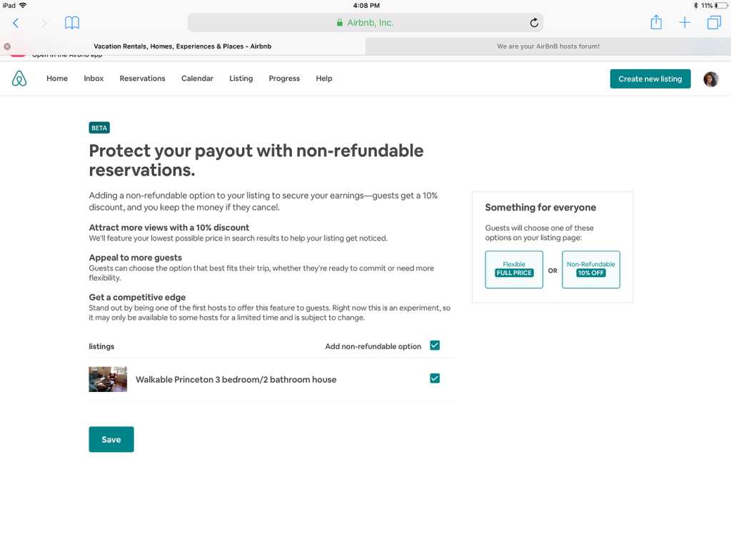 A screenshot of a confirmed Airbnb booking with a 10% discount applied to the total